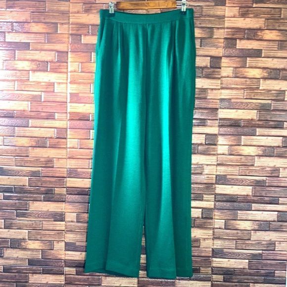 Vintage Womens St. John by Marie Gray Green Knit Hi Waisted Straight Pants sz 6 - Picture 1 of 12